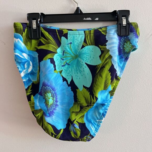 90s Vtg Floral Bikini Swimwear Matching Boho Blue Green 36C Medium Women’s Top - Picture 13 of 13